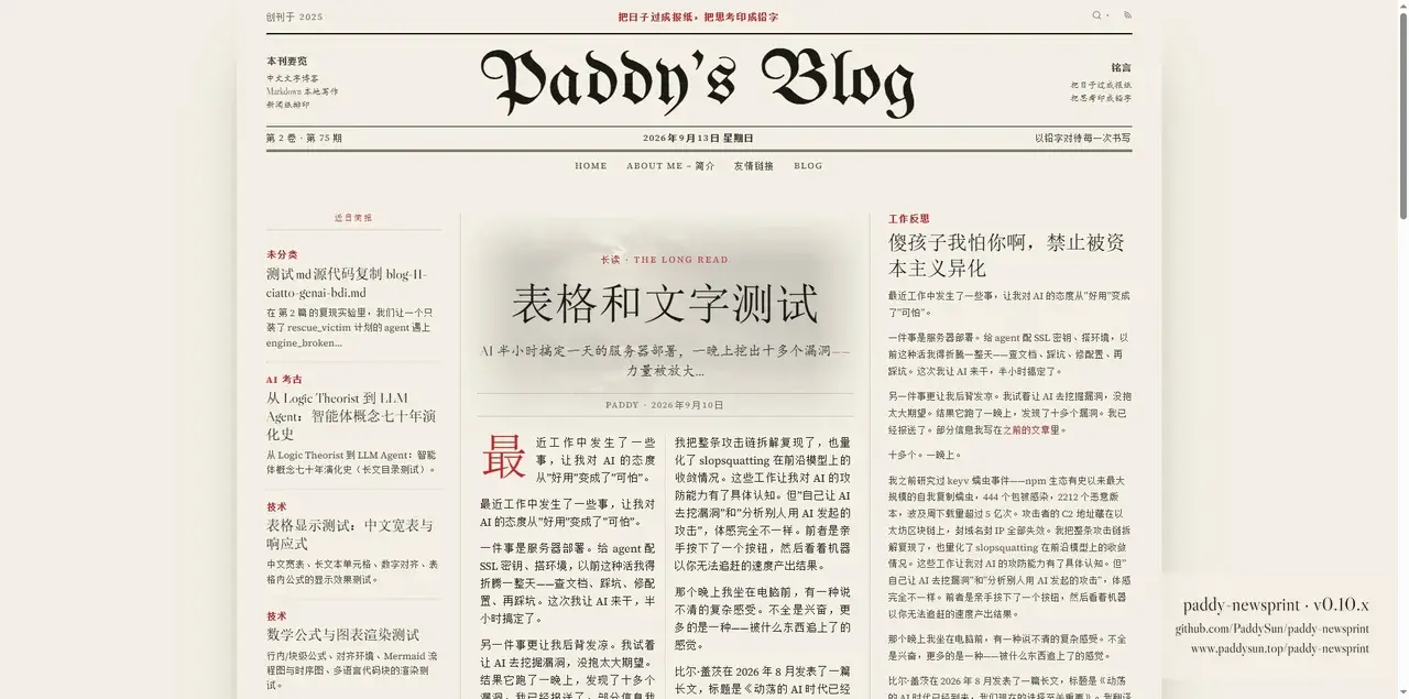 Paddy Newsprint 首页